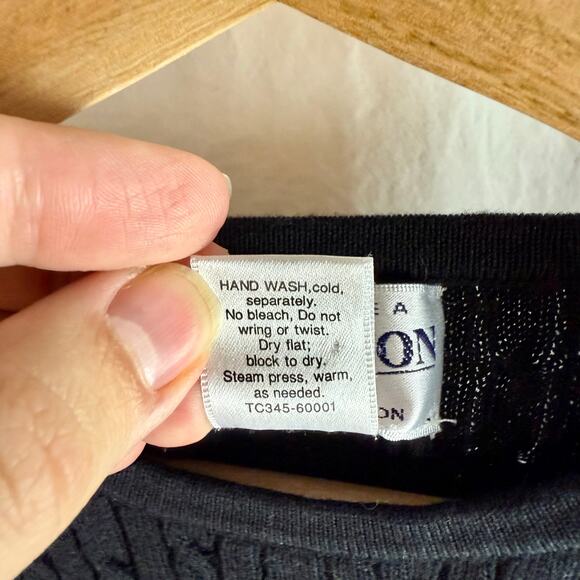 Pendleton Women's Medium Black 100% Cotton S/S Cable Knit Sweater Made in Japan - Picture 4 of 7